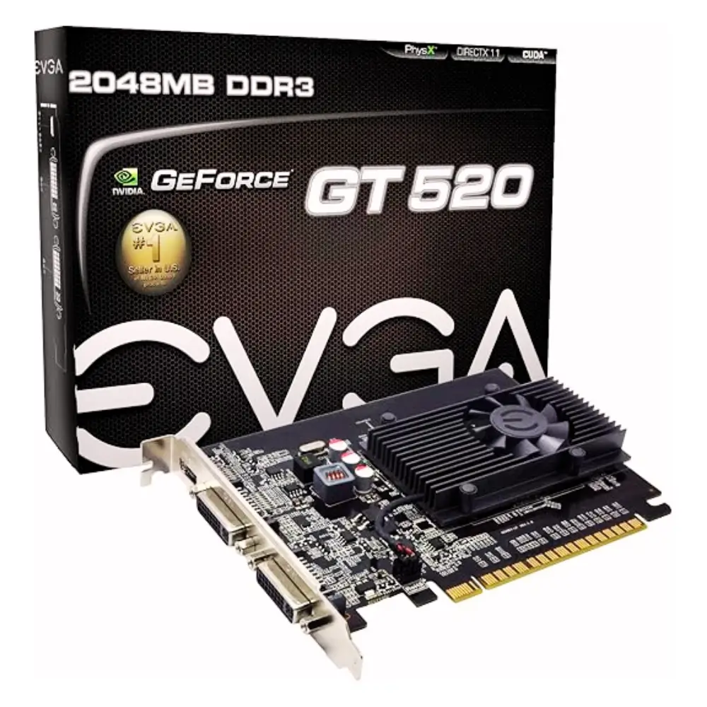 EVGA Placa Gráfica GeForce GT520 2048MB DDR3 Dual DVI